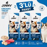 Jinny Cream Treat Digestive Ton Balığı ve Deniz Taraklı Krem Kedi Ödül Maması 5X15 gr - 3lü Paket
