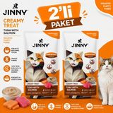 Jinny Cream Treat Skin & Coat Ton Balığı ve Somon Balıklı Krem Kedi Ödül Maması 5X15 gr - 2li Paket