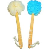 JINS-Hung 2'li Paket Duş Lifi Vücut ve Sırt Temizleyici - Peeling Lofa Lofa Banyo Fırçası Çubukta - Erkekler ve Kadınlar için Uzun Ahşap Saplı Arka Fırçası - Easy Reach Vücut Yıkama ve Losyon Aplikatörü