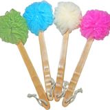 JINS-Hung 4 Paket Duş Lağı Gövde ve Sırt Temizleyici - Peeling Lofa Lofa Banyo Fırçası Çubukta - Erkekler ve Kadınlar için Uzun Ahşap Saplı Arka Fırçası - Easy Reach Vücut Yıkama ve Losyon Aplikatörü