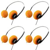 Jinshining 4 Adet Turuncu Retro Kulak Üstü Kulaklık, Vintage Feelings Balenli Kulaklık, Retro Hafif Kulaklıklar, Hi-Fi Stereo Kulaklık Kulaklığı, Walkman, Çoğu Cep Telefonu için Çalma Pevices Kulaklıklar