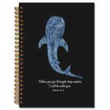 JINYO Whale Shark Christian Notebook for Women Men, Isaiah 43:2 İncil Günlük Defteri Defteri, Kadınlar için Dini Dua Günlüğü, Kilise Notları Dergisi, Kutsal Kitap Spiral Defterler 13,5 x 20,3 cm