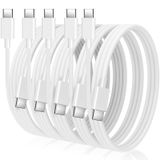 JIUWFOX USB C - USB C Kablosu 5'li Paket [3.3+3.3+6+6+10FT], 60W/3A USB C Şarj Cihazı Hızlı Şarj Kablosu iPhone 15, Samsung Galaxy S24 S23, iPad Pro 2021, iPad Mini 6, MacBook Pro 2020, Anahtar