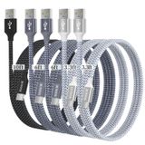 JIUWFOX USB Tip C Kablo, (5 Paket 3.3/3.3/6/6/10FT) Örgülü C Şarj Kablosu Hızlı Şarj iPhone 15 Pro Max ile Uyumlu, Samsung Galaxy S20 S10 S9 S8, Note 10 9 8, A11 A20 A50 A51 A71 A80