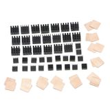JIUWU 60 adet Alüminyum Soğutucu Soğutucu Soğutma Kiti + 3M 8810 Termal İletken Yapışkan Bant, Raspberry Pi, Pi 2, Pi 2 B, Pi Model B+ için Bakır Ped Şimli Mini Soğutucu Isı Emici