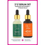 JIYU 2'li Cilt Bakım Serum Seti Hyalüronik Asit Ve Kolajen Serum + %20 C Vitamini Serum 2 X 30 Ml.
