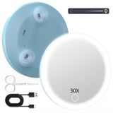 JJhxr 30X Işıklı Seyahat Büyüteç Aynası, Küçük LED Büyüteç Aynası Şarj Edilebilir 30X Seyahat Büyüteç Aynası, 4'' Cep Makyaj Büyüteç Aynası Kısılabilir 30X Vantuzlu Büyütme Aynası