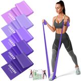 jjshund Direnç Bantları Seti, 5 Adet Egzersiz Bantları Fitness Yoga Pilates için Elastik Streç Bantlar Germe Kuvvet Antrenmanı, Ev Spor Salonu için Egzersiz Bantları