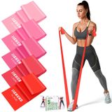 jjshund Direnç Bantları Seti, 5 Parça Egzersiz Bantları Yoga Pilates Fitness için Elastik Streç Bantlar Germe Kuvvet Antrenmanı, Ev Spor Salonu için Egzersiz Bantları