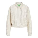 JJXX Bayan Jxmaddy RLX Overshirt PNT uzun kollu tişört, Blanc De Blanc/Stripes:black Pinstripe, M