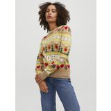 JJXX Bisiklet Yaka Normal Desenli Deve Tüyü Kazak Kadın JXMAS CREW NECK KNIT