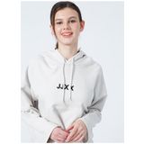 JJXX Jxcarla Ls Kapüşonlu Oversize Düz Krem Kadın Sweatshirt