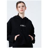 JJXX Jxcarla Ls Kapüşonlu Oversize Düz Siyah Kadın Sweatshirt