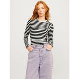 JJXX Jxceline Gigi STR Ls Stripe Tee JRS Noos uzun kollu kadın tişörtü, Siyah 1, M