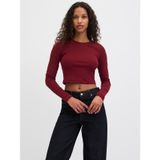 JJXX Jxfeline STR Ls Rib Tee JRS Noos uzun kollu kadın tişörtü, Cabernet, S
