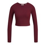 JJXX Jxfeline STR Ls Rib Tee JRS Noos uzun kollu kadın tişörtü, Cabernet, XS