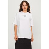 Jjxx Kadın Beyaz Kısa Kollu Tişört S Beden JXALVA LOOSE SS PRINT TEE Modeli