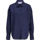 JJXX Kadın Jxjamıe Oversize Uzun Kollu Keten Gömlek Lacivert 12269668