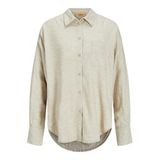 JJXX Oversize Uzun Kollu Keten Gömlek, M, 12269668, Bej, Kadın