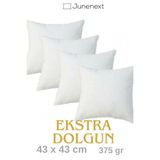 jn junenext 4 Adet Kırlent Dolgun Kare Iç Yastık 43 x 43 cm 475gr Boncuk Silikon Dolgulu Koltuk Yastıgı
