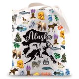 JNIAP Alaska Tote Çanta Alaska Gezi Hediyeleri Alaska Tatil Hediyesi Alaska Cruise Tote Çanta Alaska Turizm Hediyeleri Alaska Seyahat Çantası, Alaska Tb, Large