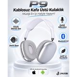 Jnuobi P9 Kablosuz Bluetooth 5.0 Kafa Üstü Kulaklık – Mikrofonlu – Katlanabilir – Ios & Android Uyumlu – Stereo Bass - Beyaz