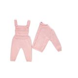 Jo Anni Bebek Kız Örgü Tulum ve Pantolon Takımı, Pembe 6-9 Aylik
