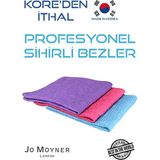 Jo Moyner 3'lü Mikrofiber Temizlik Bezi Sihirli Bez Su Emici Leke Tutmaz Cam Mutfak Banyo Oto 45X45 cm Made in Korea