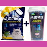Jo Moyner Bebek Pudra Kokulu Koku Giderici + Kedi Kumu Set Premium Aktif Karbonlu Güçlü Topaklanan Tozsuz Doğal Kokusuz Kedi Kumu