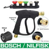 Jo Moyner Nilfisk Uyumlu Araç Yıkama Tabancası 5li Nozzle Set ve Kemer Klipsli ile Birlikte Kısa Tetik Tabancası - Black