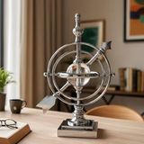 Joanne Krom Metal Armillary Cam Küre Obje, 44 cm Dekoratif Masaüstü Aksesuar, Ofis ve Salon Dekoru