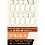 Jobal Plastik Anahtarlık Etiket Kimlik Isimlik Yazı Yazmalık Emlakçı Anahtarlığı Beyaz Renkli 100 Adet