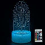 JOCHUI 3D Meryem Ana Gece Lambası, Our Lady Illusion Masa Lambası 16 Renk Uzaktan Kumanda Dokunmatik Lamba LED USB Gece Lambası Masa Lambaları Oda Dekorasyonları Ev Dekorasyonu Hıristiyan Hediyeler