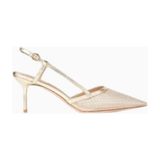 Joel 75 Kristal Slingback Topuklu Ayakkabı, Işıltılı Mesh Tasarım - Gold