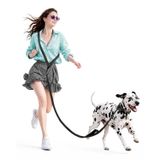Jogging köpek tasması, orta büyüklükteki köpekler için, 2,5 m ayarlanabilir | Kalça kemeri ve yumuşak saplı, serbest el ipi, jogging, yürüyüş ve gezinti, antrenman ve dış mekan aktiviteleri için, siyah