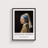Johannes Vermeer – Girl with a Pearl Earring Tablo Çerçeveli Poster Duvar Dekorasyonu - 50 x 70 - Siyah Çerçeveli