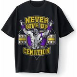 John Cena Never Give Up Motivasyon Oversize Unisex Tişört T-Shirt - Siyah - XL