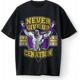 John Cena Never Give Up Motivasyon Oversize Unisex Tişört T-Shirt - Siyah