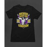 John Cena Never Give Up Motivasyon Unisex Tişört T-Shirt - Siyah