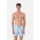 John Frank Deniz Şortu All Over Cepli Erkek Mayo Short JFSSSW30STRIPES MAVİ-BEYAZ