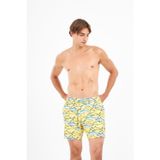 John Frank Mako Desenli Hızlı Kuruyan Erkek Mayo Short JFSSSWL90 Sarı-Mavi