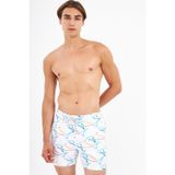 John Frank Requin Desenli Hızlı Kuruyan Erkek Mayo Short JFSSSW96 BEYAZ-MAVİ