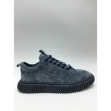 John Richardo Hakiki Deri Süet Bağcıklı Lacivert Kauçuk Taban Geniş Kalıp Sneaker Kışlık Erkek Ayakkabı C-3234148RCRD