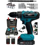 Johnser Mıke Akn 12 12V Darbeli Şarjlı Matkap Seti 2X1.3AH Çift Akülü 10MM Mandren 25+3 Tork Ayarlı Vidalama ve Delme Makinesi LED Işıklı Profesyonel Taşıma Çantalı 24 Parça Aksesuar Seti MK000057