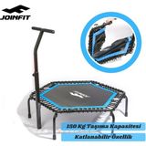 JOINFIT Katlanabilir Tutunmalı Fitness Trambolin 127x113 cm Mavi Renkli Dayanıklı Yapı - 150 kg Taşıma Kapasiteli