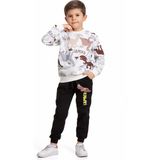 Jojo Bambino Erkek Çocuk Iki Iplik Şardonlu Dinazor Desenli Alt-Üst Eşofman Takımı - 2 - 3 Yaş - Beyaz - Kahverengi