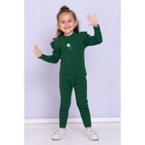 Jojo Bambino Kız Bebek Çocuk Papatyalı Fitilli Kaşkorse Uzun Kollu Tayt 2'li Takım - 6 - 7 Yaş - Yeşil