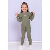 Jojo Bambino Kız Bebek Çocuk Papatyalı Fitilli Kaşkorse Uzun Kollu Tayt 2'li Takım - 7 - 8 Yaş - Mint Yeşili