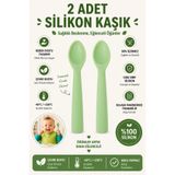 jojobebek 2 Adet Silikon Bebek Mama Kaşığı BPA İçermez, Gıda Sınıfı, Yumuşak Uç, Güvenli Kullanım / Yeşil Renk