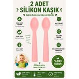 jojobebek Çocuk Silikon Mama Kaşığı2 Adet Silikon Bebek Mama Kaşığı BPA İçermez, Gıda Sınıfı, Yumuşak Uç, Güvenli Kullanım / Pembe Renk
